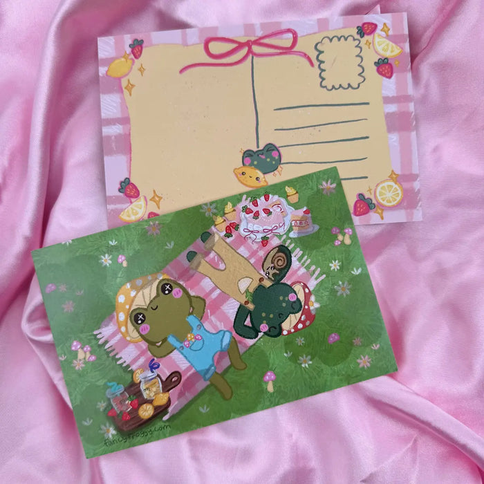 Froggy Picnic 4x6 Postcard